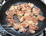 鶏肉とにんにくの芽の甘辛山椒焼き。作り方3写真