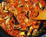 なすとひき肉とトマトのパスタ作り方3写真