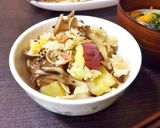 秋の味覚❀さつまいもと舞茸の炊き込みご飯作り方7写真
