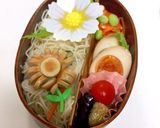 お弁当詰め方 ビーフン弁当 コスモスデコ作り方10写真
