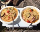 山ごはんベーコンプチトマトナスープパスタ作り方20写真