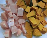 簡単★鶏肉とかぼちゃとコーンのシンプル煮作り方1写真