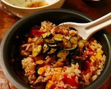 鶏肉と野菜たっぷり☆トマトの炊き込みご飯作り方49写真