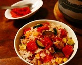 鶏肉と野菜たっぷり☆トマトの炊き込みご飯作り方53写真