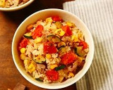 鶏肉と野菜たっぷり☆トマトの炊き込みご飯作り方54写真