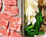 牛焼肉の赤ワインバルサミコソース丼作り方1写真
