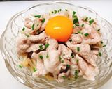 納豆と豚こまの冷しゃぶ風〜卵黄のせ〜作り方7写真