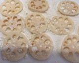 簡単♫れんこんで つくねはさみ焼き作り方2写真