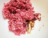 簡単☆ひき肉で油揚げの煮物！作り方1写真