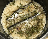 秋刀魚と実山椒のもち麦入り炊き込みごはん作り方3写真