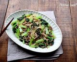 小松菜とひき肉の和風パスタ作り方4写真