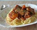 骨まで食べれる秋刀魚とソーセージのパスタ作り方5写真