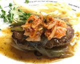 昆布つゆで照り焼きキムチ乗せハンバーグ♪作り方10写真