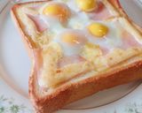 朝食！うずら卵とハムのマヨネーズトースト作り方4写真