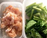 ★鶏ささみと小松菜のニンニク炒め★作り方1写真