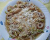 白菜・ちくわ・油揚げを煮て、たまごとじ♪作り方3写真