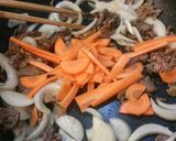 牛切り落としで甘辛野菜炒め。作り方3写真
