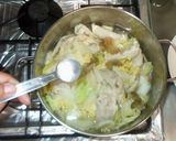 餃子鍋♪簡単ザーサイ胡麻スープ白菜入り作り方8写真