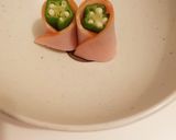 キャラ弁♪オクラとハムのくるくる☆作り方4写真