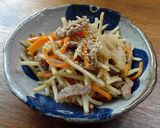 水煮根菜で豚きんぴら作り方4写真