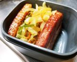 厚焼きベーコンのカレー炒め弁当のおかず作り方5写真