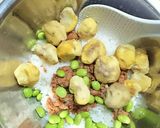 鶏そぼろベース☆栗と枝豆。混ぜご飯作り方2写真