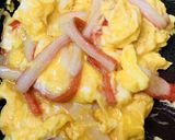 カニカマのいり玉子焼き★もずく酢あん作り方2写真