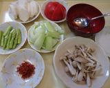 漢方医　薬膳！五色野菜の紅花ソースかけ作り方1写真