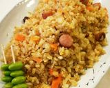 お弁当(9/29)玉子とウィンナーの炒飯作り方1写真