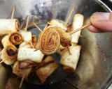 弁当に*餃子の皮とハムを巻いたん揚げたん作り方3写真