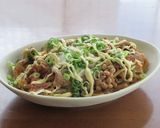 豚薄切り肉ともやしの味噌焼きうどん作り方4写真