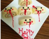 市販ロールケーキ！ハロウィンおばけケーキ作り方1写真