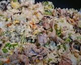 三色野菜と豚肩ロースの炒飯作り方4写真