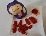 ケチャップ落書きハロウィンメニューパン作り方1写真