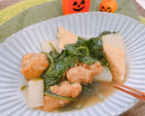 唐揚げと厚揚げで簡単煮物作り方6写真