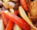 マコモ&無農薬根菜のバジルソース炒め☆作り方1写真