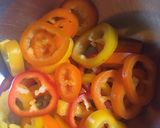 ハロウィンカラフル輪っかミニパプリカ炒飯作り方1写真