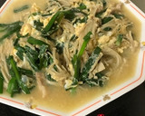 豚肉とニラ、えのきだけの卵とじ作り方3写真