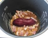 ベーコンと丸ごとさつまいもの炊込みご飯作り方2写真