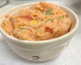 ピンクの明太ポテサラ♡ポテトチップ添え♬作り方6写真