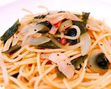 簡単♫わかめとベーコン和風パスタ作り方4写真