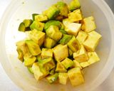 木綿豆腐とアボカドの大葉わさび醤油和え作り方5写真