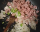 昼食　ランチョンミートの和風ガパオライス作り方4写真