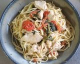 チキンとミニトマト・ほうれん草のパスタ作り方10写真