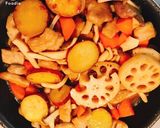 根菜、キノコ、豚ロースの秋の甘酢炒め♡♡作り方12写真