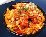 一人暮らしの唐揚げきのこのミートソース丼作り方9写真