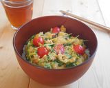 豆苗のふわとろチーズ卵丼作り方3写真