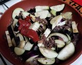 油少な目茄子と牛こまのトマト煮作り方6写真