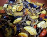 油少な目茄子と牛こまのトマト煮作り方8写真