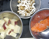 簡単！銀鮭薩摩芋のほんだし炊き込みご飯作り方3写真